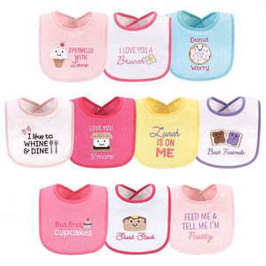 Hudson Baby.  Set de 10 Baberos Unitalla Ice Cream Princess.  Unitalla