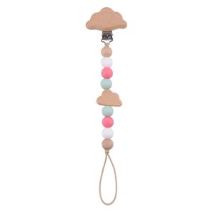 Portachupón de Madera y Silicona Personalizado | Diseño Nubecita Pink
