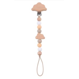 Portachupón de Madera y Silicona Personalizado | Diseño Nubecita Neutral